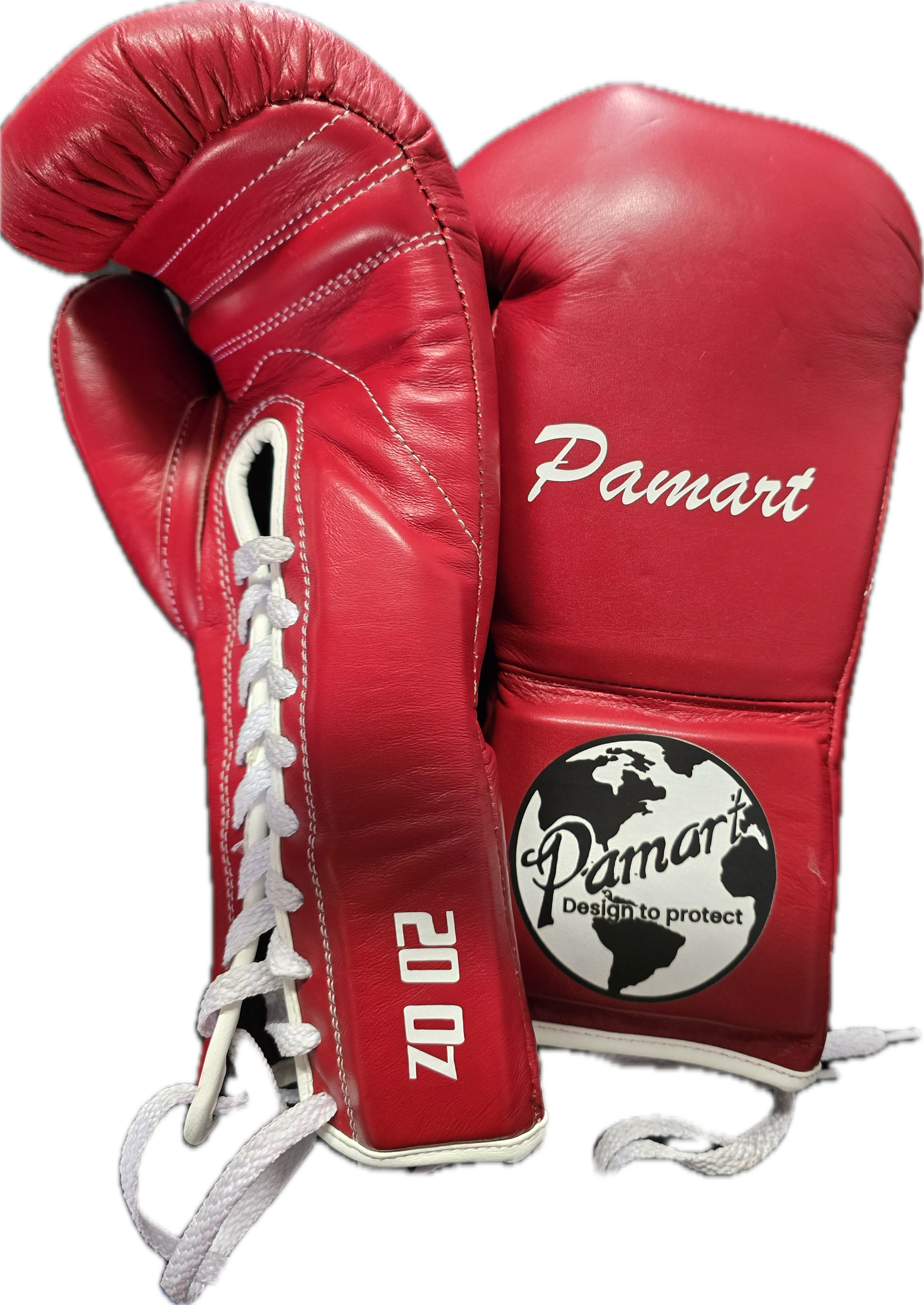 PAMART 20 Oz Boxing Glove | Red (HEM) | Laces
